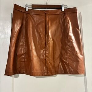 SHEIN Curve Tan Faux Leather Mini Skirt (3XL)